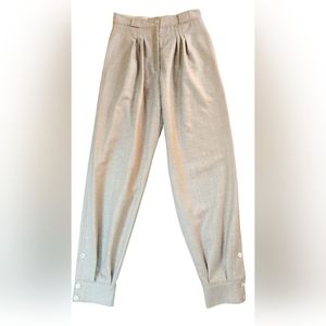 Vintage Laura Biagiotti Wool Pleat Tapered Cuffed Pants Beige Sz Italian 44 US 6